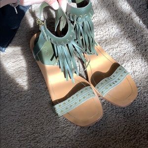 Army green chunky heel